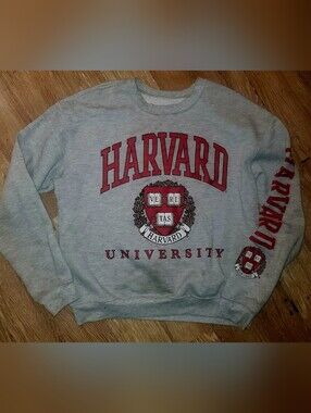 Gold Rush Harvard Crest Gray Pullover Crewneck Sweater